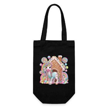 Candy Unicorn and Gingerbread House Magic - Gift Bag for Bottles - black - Front