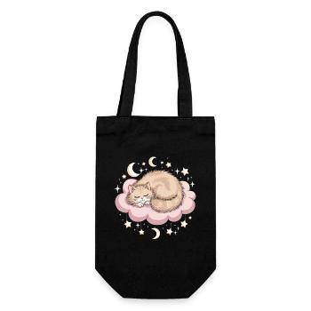 Whimsical Escapism Katze auf Wolke und Sterne - Geschenkbeutel für Flaschen - Schwarz - Vorne