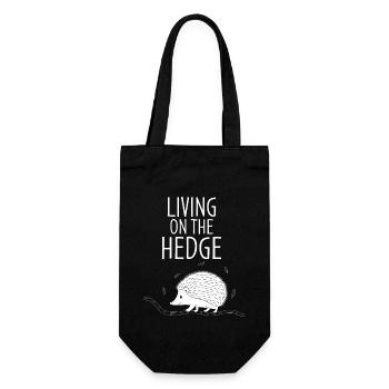 Living On The Hedge Igel Cartoon Humor - Geschenkbeutel für Flaschen - Schwarz - Vorne