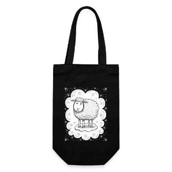 Dream Sheep on Cloud - Playful Escape - Gift Bag for Bottles - black - Front