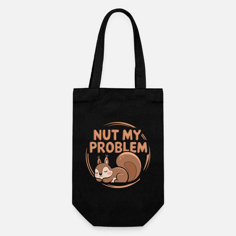 Nuss mein Problem Lustiges Eichhörnchen-Wortspiel - Geschenkbeutel für Flaschen - Schwarz