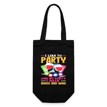 Bingo Spieler Party Mit Bingo Und Wein - Geschenkbeutel für Flaschen - Schwarz - Vorne