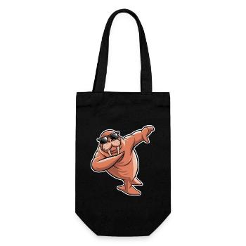 Walross - Geschenkbeutel für Flaschen - Schwarz - Vorne
