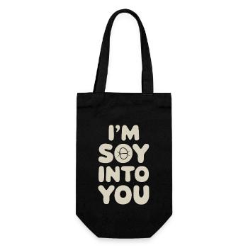 Ich Bin Voller Tofu Liebe Vegan Vegetarisch - Geschenkbeutel für Flaschen - Schwarz - Vorne
