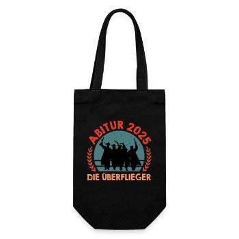 ABITUR 2025 DIE ÜBERFLIEGER Abiturient Lustiges - Geschenkbeutel für Flaschen - Schwarz - Vorne