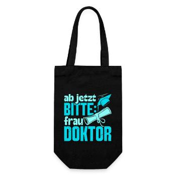 Doktorarbeit AB JETZT BITTE FRAU DOKTOR Lustiges - Geschenkbeutel für Flaschen - Schwarz - Vorne