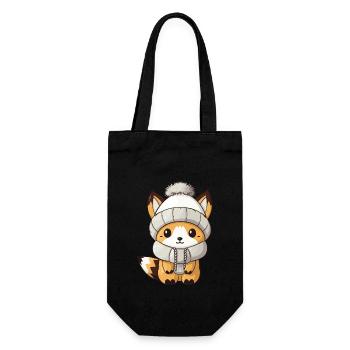 Fuchs Winter Tier Baby Comic - Geschenkbeutel für Flaschen - Schwarz - Vorne
