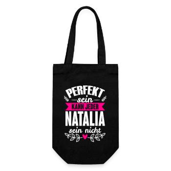 Natalia Perfekt Sein Kann Jeder Natalia Sein Nicht - Geschenkbeutel für Flaschen - Schwarz - Vorne