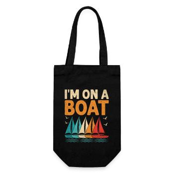 Ich bin auf einem Boot Paddelboot - Geschenkbeutel für Flaschen - Schwarz - Vorne