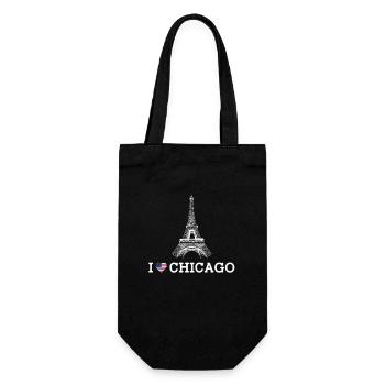 I love Chicago Cool Eiffelturm Liebhaber Herz Flagge - Geschenkbeutel für Flaschen - Schwarz - Vorne