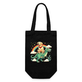 Labrador Dog Dinosaur Rainbow Labrador - Gift Bag for Bottles - black - Front
