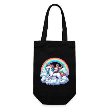 Sloth riding unicorn under rainbow clouds - Gift Bag for Bottles - black - Front