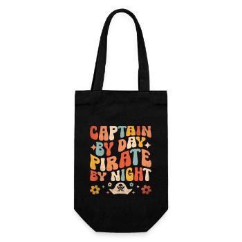 Captain By Day Pirate By Night Pirate Youth Design - Gift Bag for Bottles - black - Front