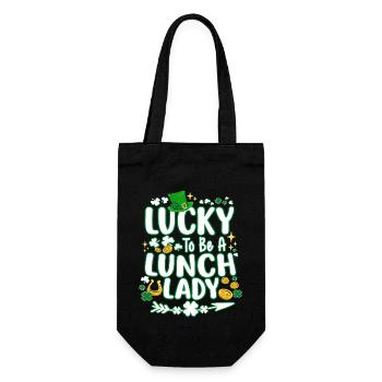 St. Patrick's Day Shirt, Lucky To Be A Lunch Lady - Gift Bag for Bottles - black - Front