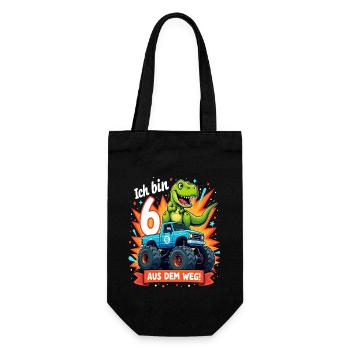 Dinosaur 6th Birthday Monster Truck - Gift Bag for Bottles - black - Front