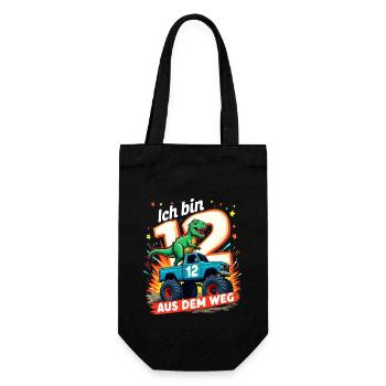 Dinosaur 12th Birthday Monster Truck - Gift Bag for Bottles - black - Front