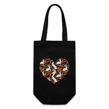 Herz mit Hase und Karotte Muster für Ostern - Geschenkbeutel für Flaschen - Schwarz - Vorne