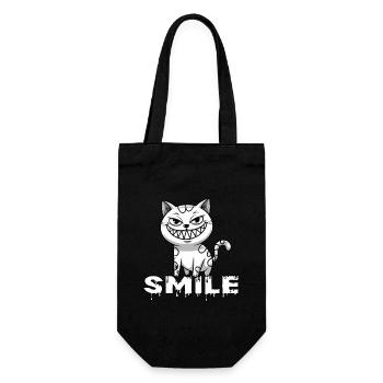 Smiling Cat Grin Smile for Cat Lover - Gift Bag for Bottles - black - Front