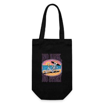No Risk, No Story – Skeleton on the Beach - Gift Bag for Bottles - black - Front