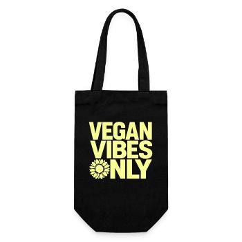 Vegan Vibes Only für Veganer und Vegetarier - Geschenkbeutel für Flaschen - Schwarz - Vorne