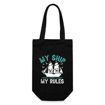 Mein Schiff Meine Regeln Piratenjugend Design - Geschenkbeutel für Flaschen - Schwarz - Vorne