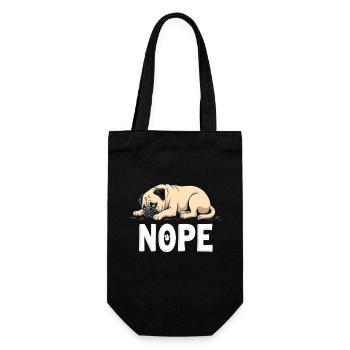 Mops Mops Hund Fauler Hund NOPE Mops Spruch - Geschenkbeutel für Flaschen - Schwarz - Vorne