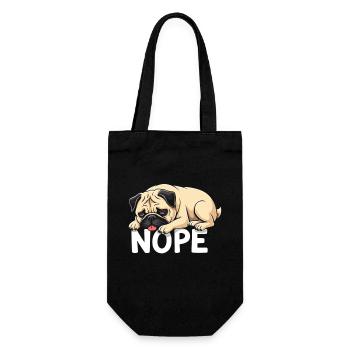 Mops Mops Hund Fauler Hund NOPE Mops Spruch - Geschenkbeutel für Flaschen - Schwarz - Vorne
