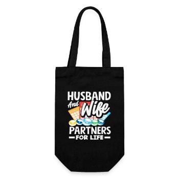 Bingo Player Husband And Wife Partner For - Gift Bag for Bottles - black - Front