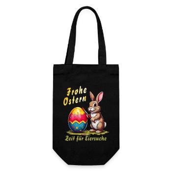 OSTERHASE Frohe Ostern Eiersuche - Geschenkbeutel für Flaschen - Schwarz - Vorne
