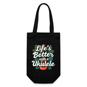 Ukulele -spieler Hawaiianischer Musik Tropical - Geschenkbeutel für Flaschen - Schwarz - Vorne
