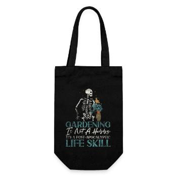 Plant Lover Gardening Skeleton - Geschenkbeutel für Flaschen - Schwarz - Vorne