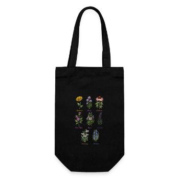 Collection d’herbes et de fleurs botaniques - Sac à bouteille - noir - Devant