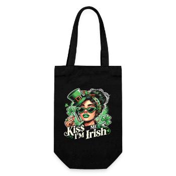 Kiss Me I'm Irish St. Patrick's Day Charme - Geschenkbeutel für Flaschen - Schwarz - Vorne