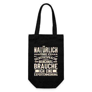 Natürlich führe ich Selbstgespräche - Geschenkbeutel für Flaschen - Schwarz - Vorne