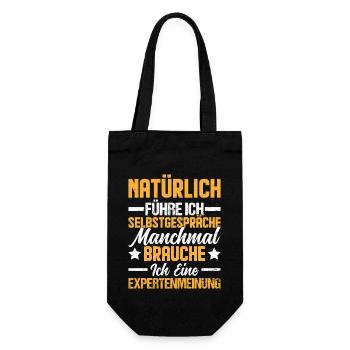 Natürlich führe ich Selbstgespräche - Geschenkbeutel für Flaschen - Schwarz - Vorne