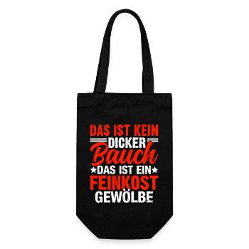 Kein dicker Bauch, sondern Feinkostgewölbe Shirt - Geschenkbeutel für Flaschen - Schwarz - Vorne