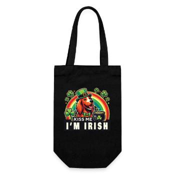 Embrasse-moi je suis un chien irlandais Fête de la Saint-Patrick - Sac à bouteille - noir - Devant