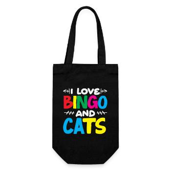 Bingo Spieler - Ich Liebe Bingo Und Katzen - Geschenkbeutel für Flaschen - Schwarz - Vorne