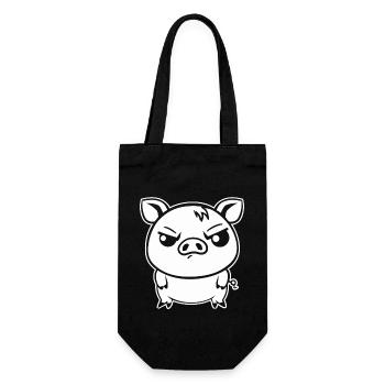 Schwein - Geschenkbeutel für Flaschen - Schwarz - Vorne