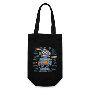 Cheerful robot with gears and - Gift Bag for Bottles - black - Front