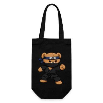 Teddybär Ninja - Geschenkbeutel für Flaschen - Schwarz - Vorne