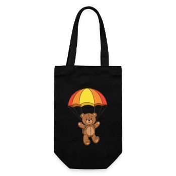 Teddy Bear Parachutist - Gift Bag for Bottles - black - Front