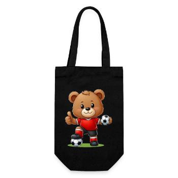 Teddy Bear Soccer Player - Gift Bag for Bottles - black - Front