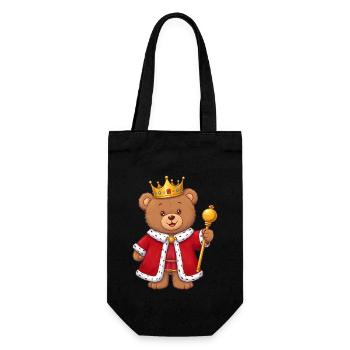 Teddybär König - Geschenkbeutel für Flaschen - Schwarz - Vorne
