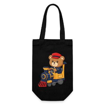 Teddy Bear Engine Driver - Gift Bag for Bottles - black - Front