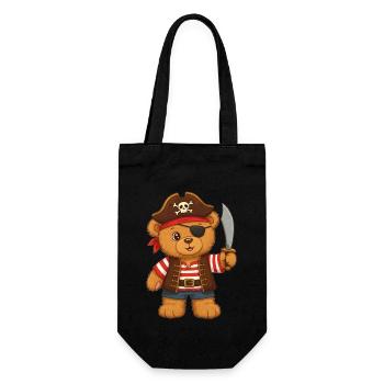 Teddybär Pirat - Geschenkbeutel für Flaschen - Schwarz - Vorne