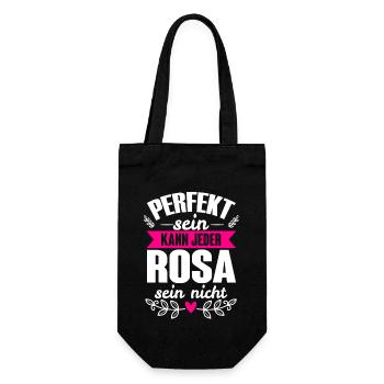 Rosa - Perfekt Sein Kann Jeder Rosa Sein Nicht - Geschenkbeutel für Flaschen - Schwarz - Vorne