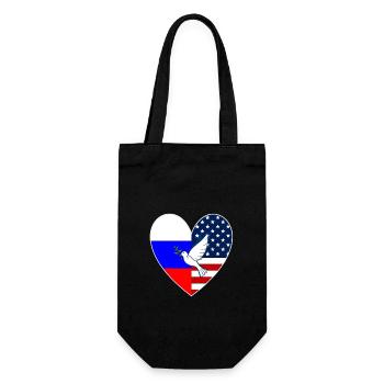 USA Russland Flagge Herz Friedenstaube Ukraine - Geschenkbeutel für Flaschen - Schwarz - Vorne