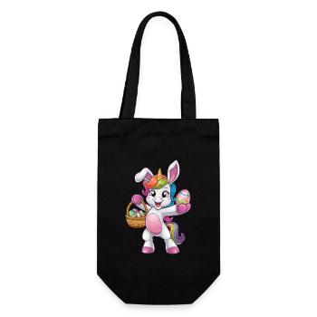 Colorful unicorn with easter eggs in basket - Gift Bag for Bottles - black - Front