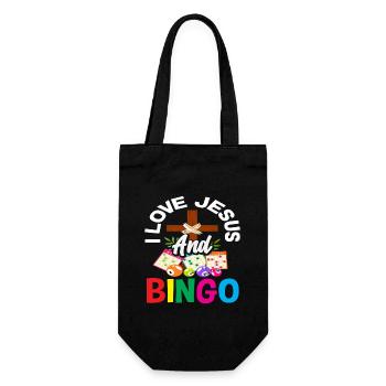 I love Jesus and bingo fans - Gift Bag for Bottles - black - Front
